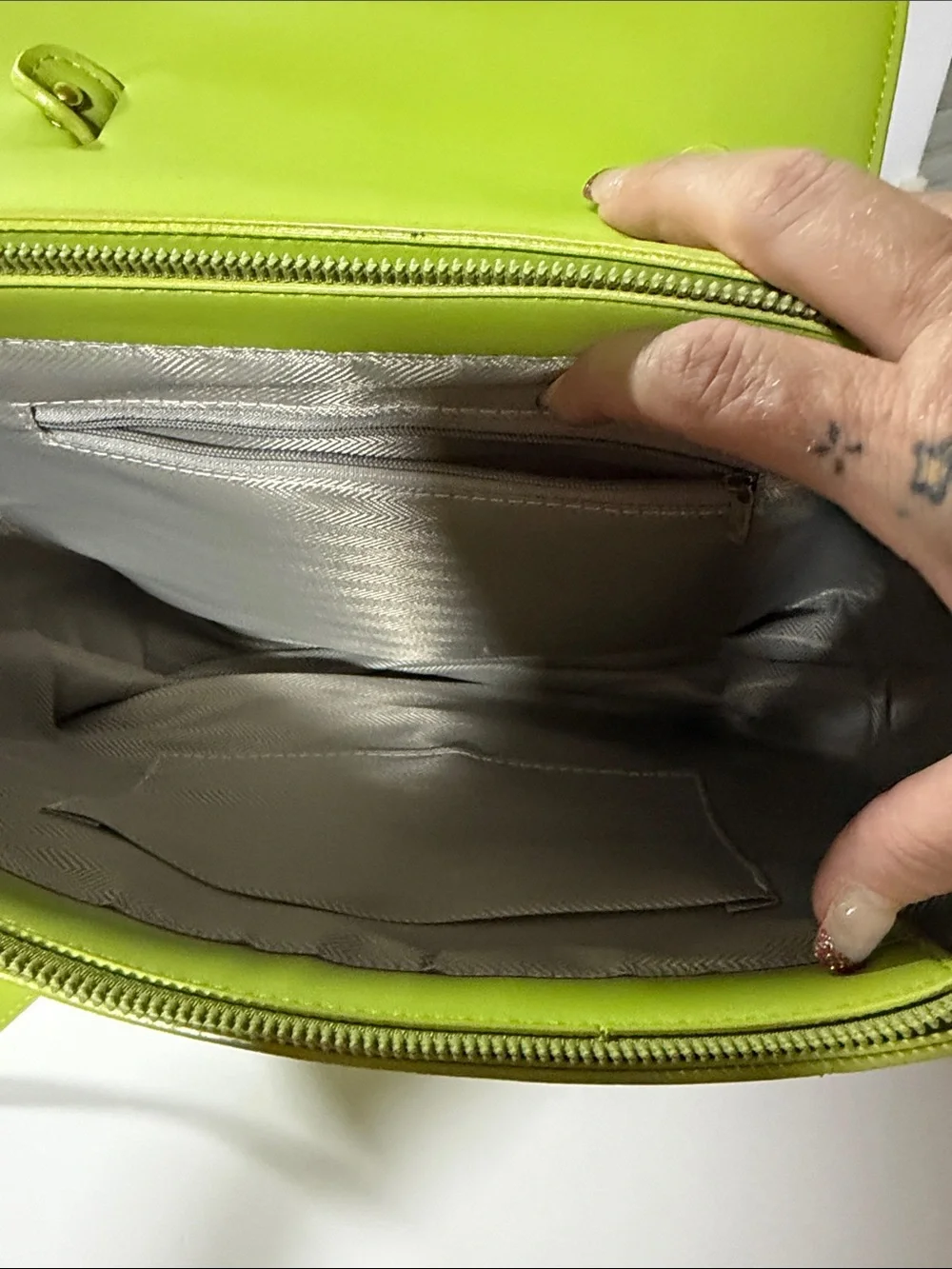 Leather Lime Green Structured Tote Bag - Women's Handbag